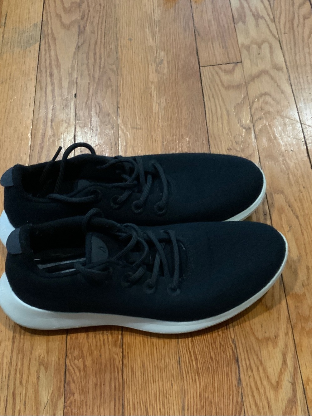 allbirds Men's Black Knit Lace-Up Sneakers with White Sole